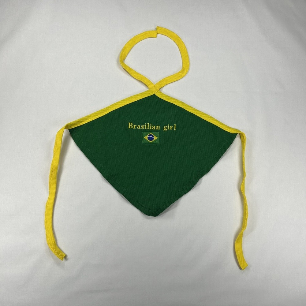 Brazilcore Preloved Woman's Tie Tank Top Green And Yellow Brasil‎